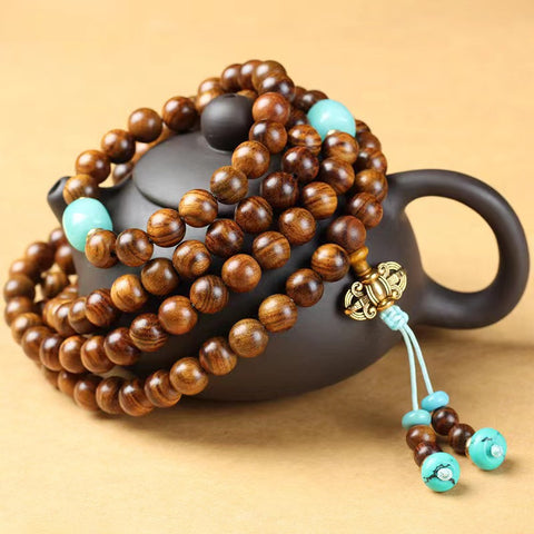 Natürliches vietnamesisches Huanghuali-Armband mit 108 Buddha-Perlen, Lotusarmband aus Palisander, duftendes Wenwan-Holzarmband m3331302