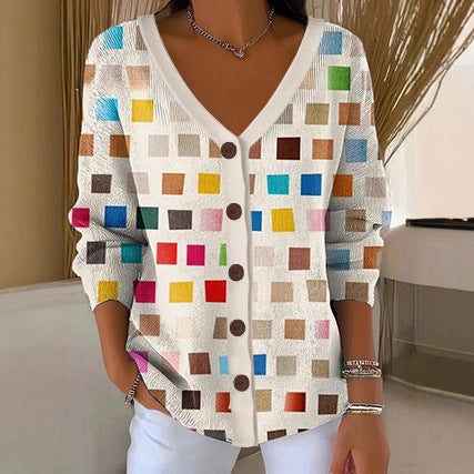 3D Digital Printed Women's Shoulder Cardigan Sweater FF303400