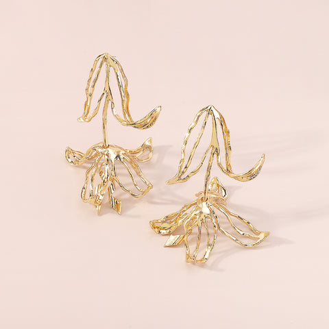 Zhang Light boucles d'oreilles géométriques tulipe creuse de luxe M5010565 