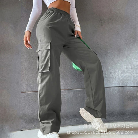 Gürtellose Hose mit hoher Taille, weite Beinhose, gerade, lockeres Temperament, Pendlerhose, Freizeithose, m301371 