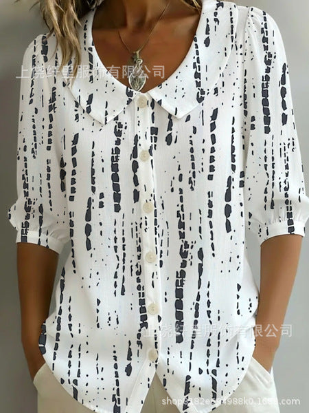 3D digital printing women's versatile flower spring and summer fashion shirt m302608