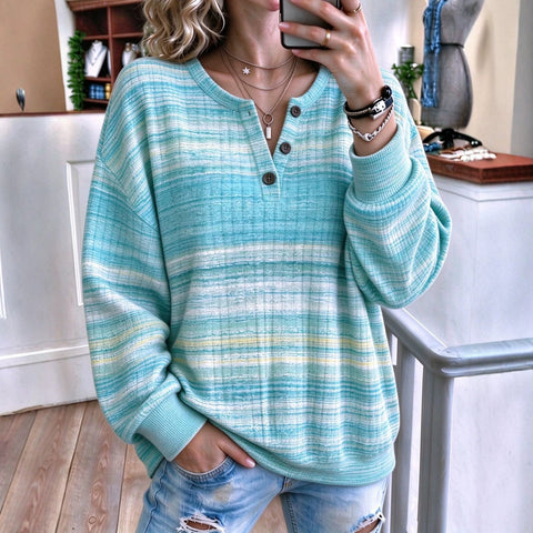 Autumn and winter women's new multi-color 3D printed women's button fashion sweater FF303493