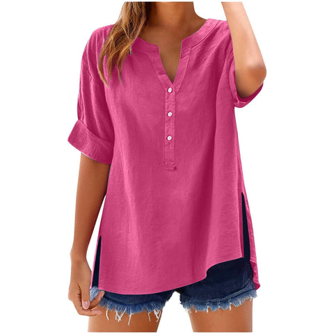 Chemise boutonnée en lin, haut décontracté et ample, m301356 