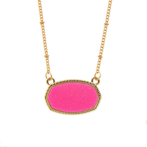 Imitation crystal cluster gemstone elliptical clavicle chain m3330773