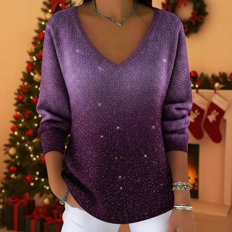New V-neck long-sleeved pullover 3D digital printing Valentine's Day women's top T-shirt m302419