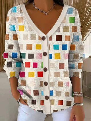 3D Digital Printed Women's Shoulder Cardigan Sweater FF303400