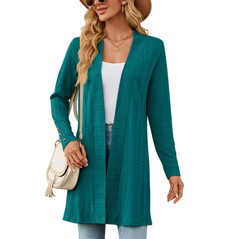 Neue einfarbige Button-Down-Strickjacke mit langen Ärmeln und lockerem Schnitt m300426 