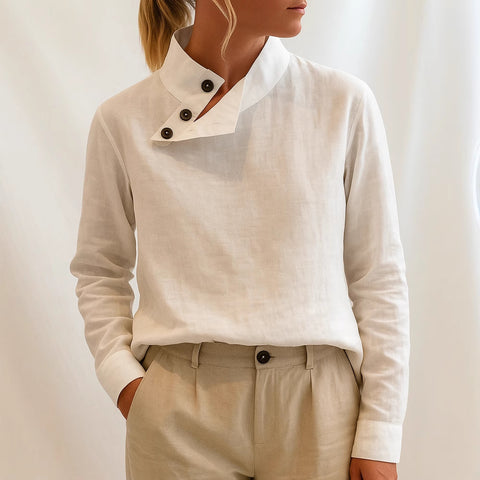 Casual stand-up collar long-sleeved regular pullover digital printing women's T-shirt FF303118