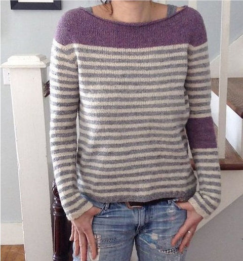 Rundhalsausschnitt, farblich passender, lockerer, modischer Pullover, Strickpullover m300496 