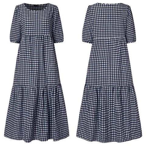 Robe ample décontractée à carreaux et manches longues m301460 