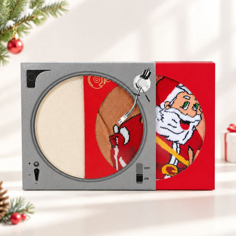 Christmas-themed record-shaped gift box socks, double boxed inside and outside FF3332064