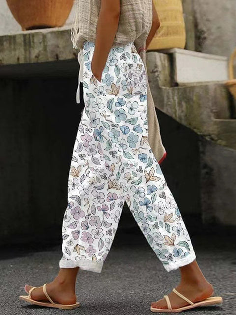 Pantalon décontracté à taille élastique et poches pour femme, coupe droite, m301372 