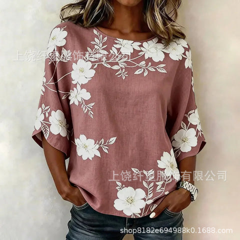 3D printed floral pattern loose versatile top m303041