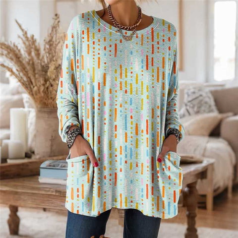 Digital printing women's fashion round neck medium and long top T-shirt m302271