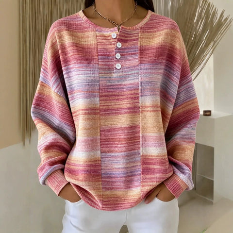 Delicate plaid fashion print women's button sweater FF303387
