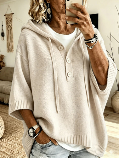 Half-open button lazy wind sweater autumn and winter solid color versatile m303201