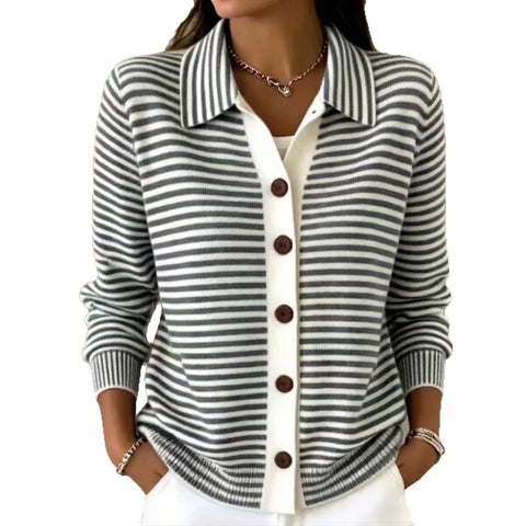 Knitted striped sweater cardigan jacket m303216