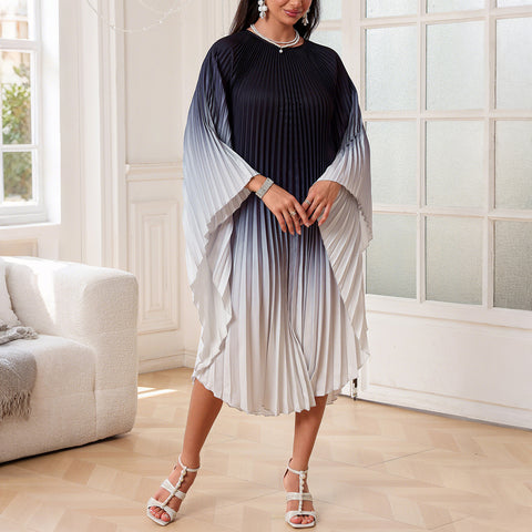 Robe longue élégante à cape plissée m301386 