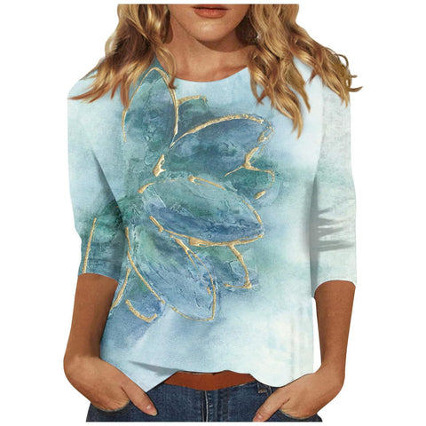 Einfarbiges T-Shirt mit Rundhalsausschnitt und Aufdruck m300770 
