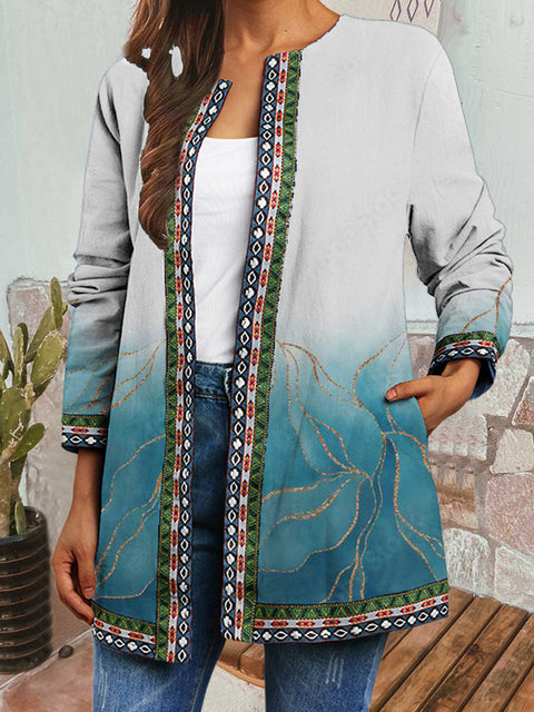 Autumn and winter retro ethnic style print jacket cardigan m303251 05