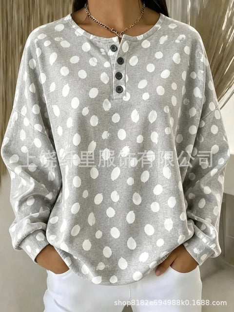 Crew neck 4 buckle spring and autumn fashion pattern 3D printing casual loose women's sweater FF303411 01