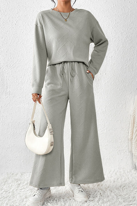 Loose and simple solid color casual suit women's autumn and winter new texture drawstring sportswear women's m301814