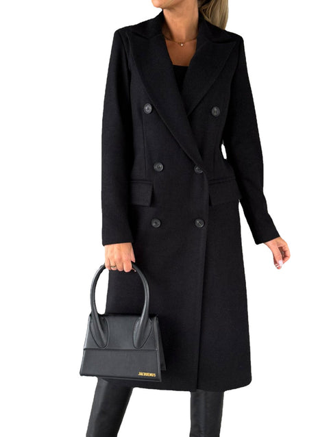 Jacke vielseitiger Wollmantel einfarbig Langarm Zweireiher Tasche m300579 