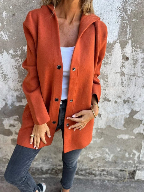 Einfarbige, lässige einreihige Kapuzenjacke für Herbst und Winter m300432 