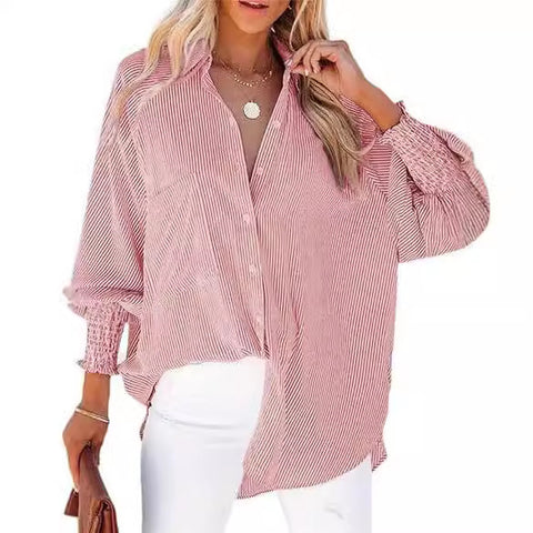 Chemise ample à manches longues pour femme, vêtement décontracté, nouvelle collection, avec poche, m301376 
