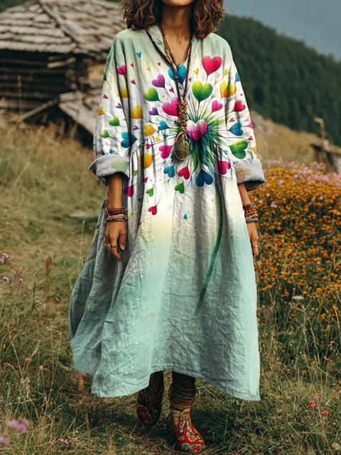 Bohemian ethnic style retro new printing fashion literary loose V-neck FF303433 02