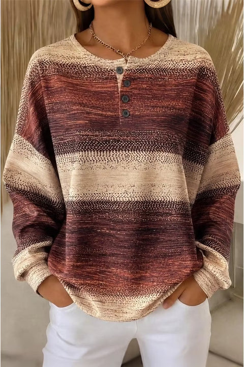 Striped Printed Fashion Loose Versatile Women's Sweater FF303428 01