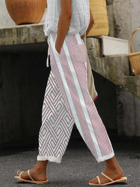 Linglong hemp digital printing trousers m303185