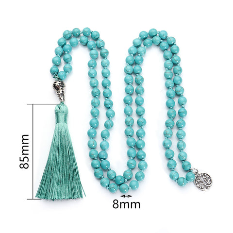 108 semi-precious stones meditation tree of life pendant necklace m3331275