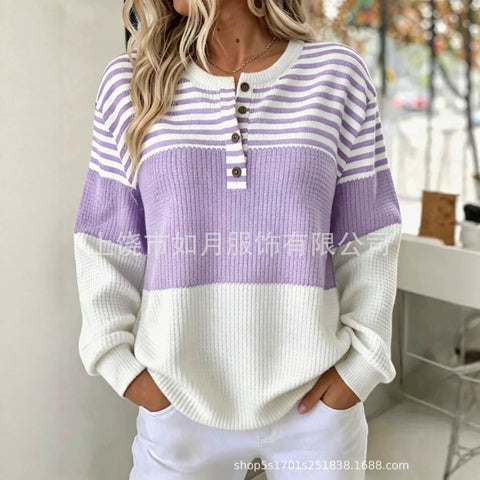3D printed 4-button loose women's sweater FF303282