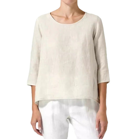 Cotton and linen large size women's seven-quarter sleeve casual loose T-shirt m302433