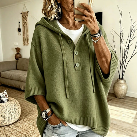 Half-open button lazy wind sweater autumn and winter solid color versatile m303201