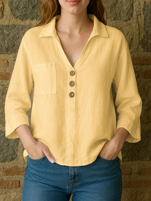 Lapel solid color loose shirt m303107