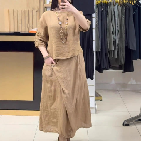 Casual solid color loose skirt two-piece set m302323