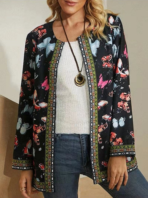 Autumn and winter retro ethnic style print jacket cardigan m303251 03