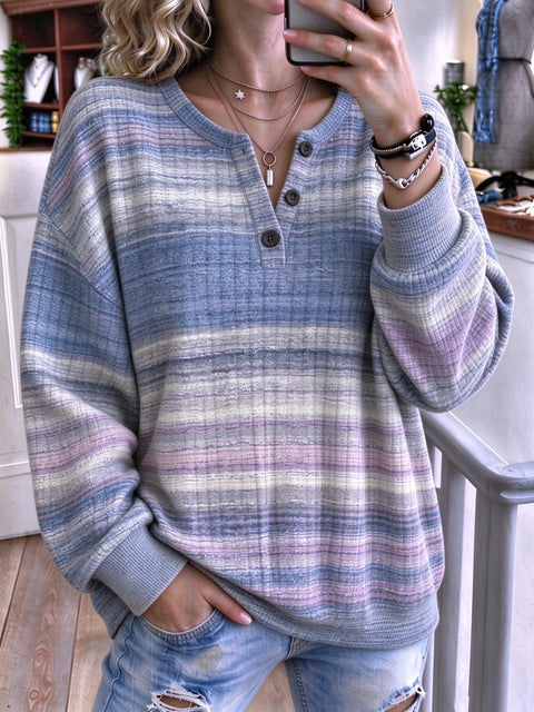 Autumn and winter women's new multi-color 3D printed women's button fashion sweater FF303493