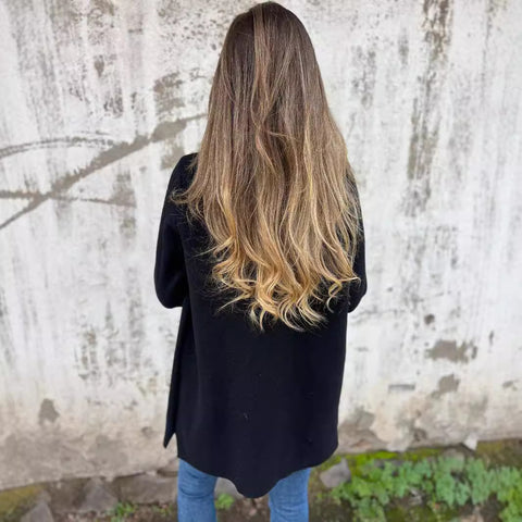 Herbst und Winter neue Damen Wolljacke lässig locker Revers gefälschte Tasche Strickjacke m300613 