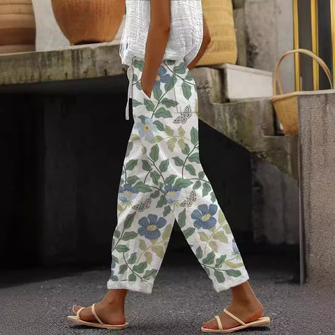 Pantalon décontracté à taille élastique et poches pour femme, coupe droite, m301372 