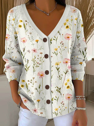 3D Digital Printed Women's Shoulder Cardigan Sweater FF303400
