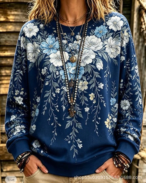 Autumn and winter crew neck 3D printed long-sleeved comfortable casual sweater FF303398