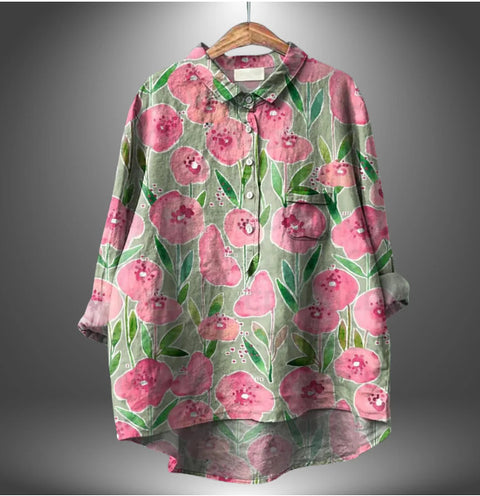 Loose printing round neck casual large size women's T-shirt m302702