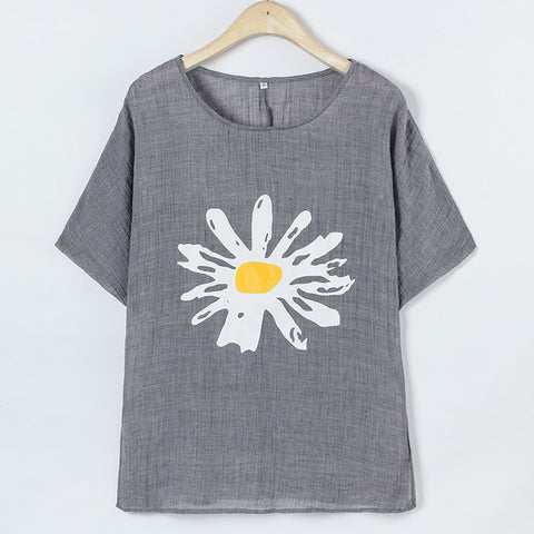 T-shirt ample à col ras du cou et manches mi-longues pour femme, imprimé, m300917 