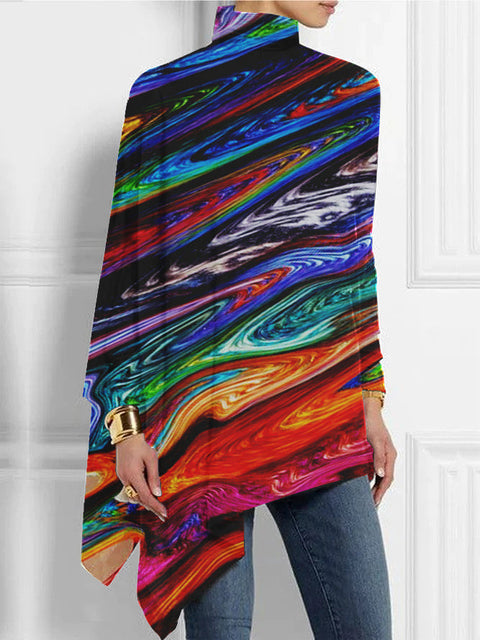 3D printing loose turtleneck urban casual women's T-shirt m302409