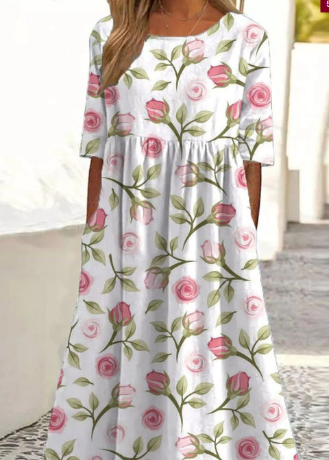 Loose fashion premium V-neck print dress m302742