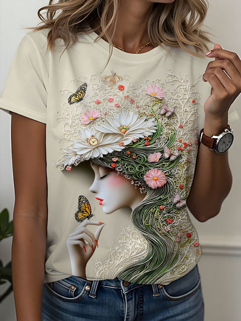 Women's Crew Neck Short Sleeve Casual Fashion Top m302607