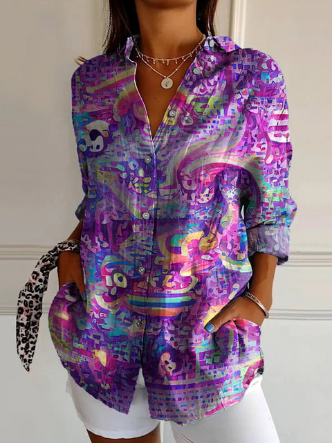 European and American trend long-sleeved shirt printing 3D shirt floral pattern m301726